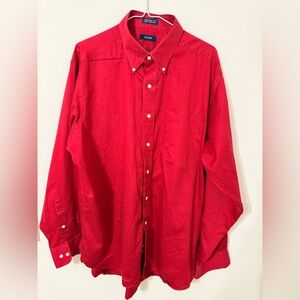 Izod Men's Vibrant Red Casual Button-Down Shirt